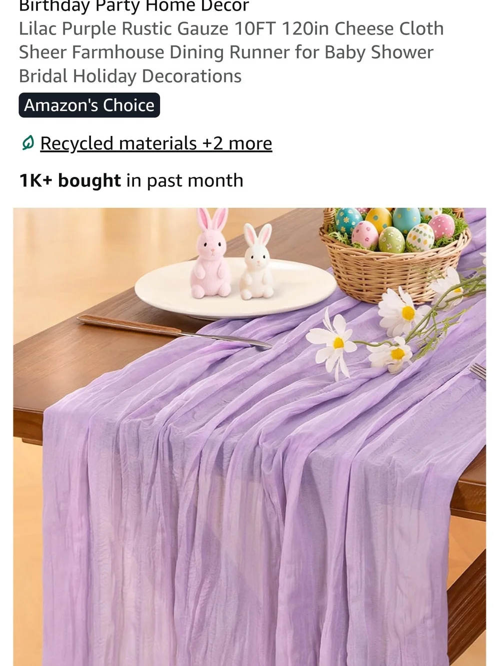 Lavender Sheer Table Runner - Home Dining